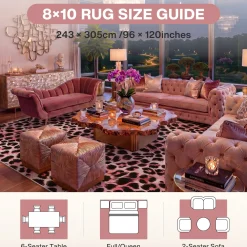5x7/8x10 Leopard Print Area Rug, Animal Soft Carpet Machine Washable Cheetah Rug for Living Room, Oeko-Tex Certified