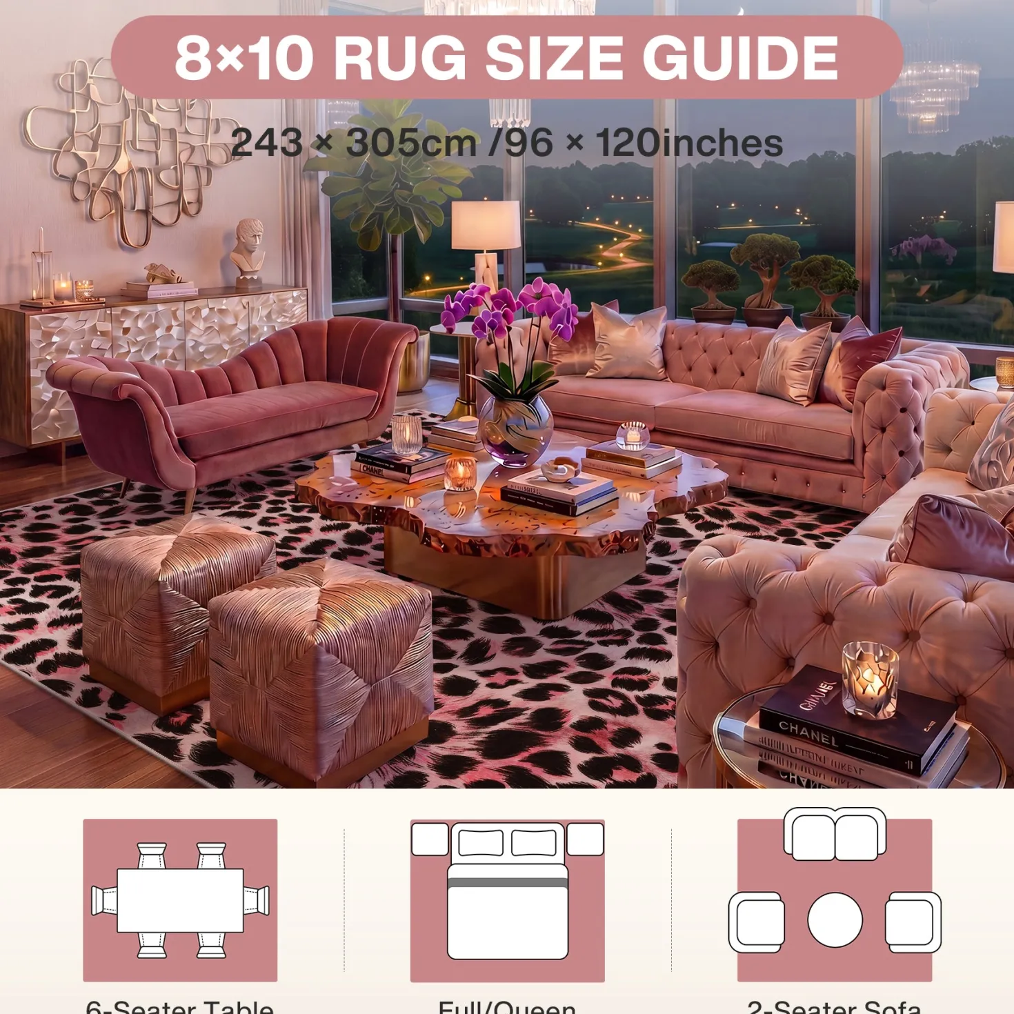 5x7/8x10 Leopard Print Area Rug, Animal Soft Carpet Machine Washable Cheetah Rug for Living Room, Oeko-Tex Certified