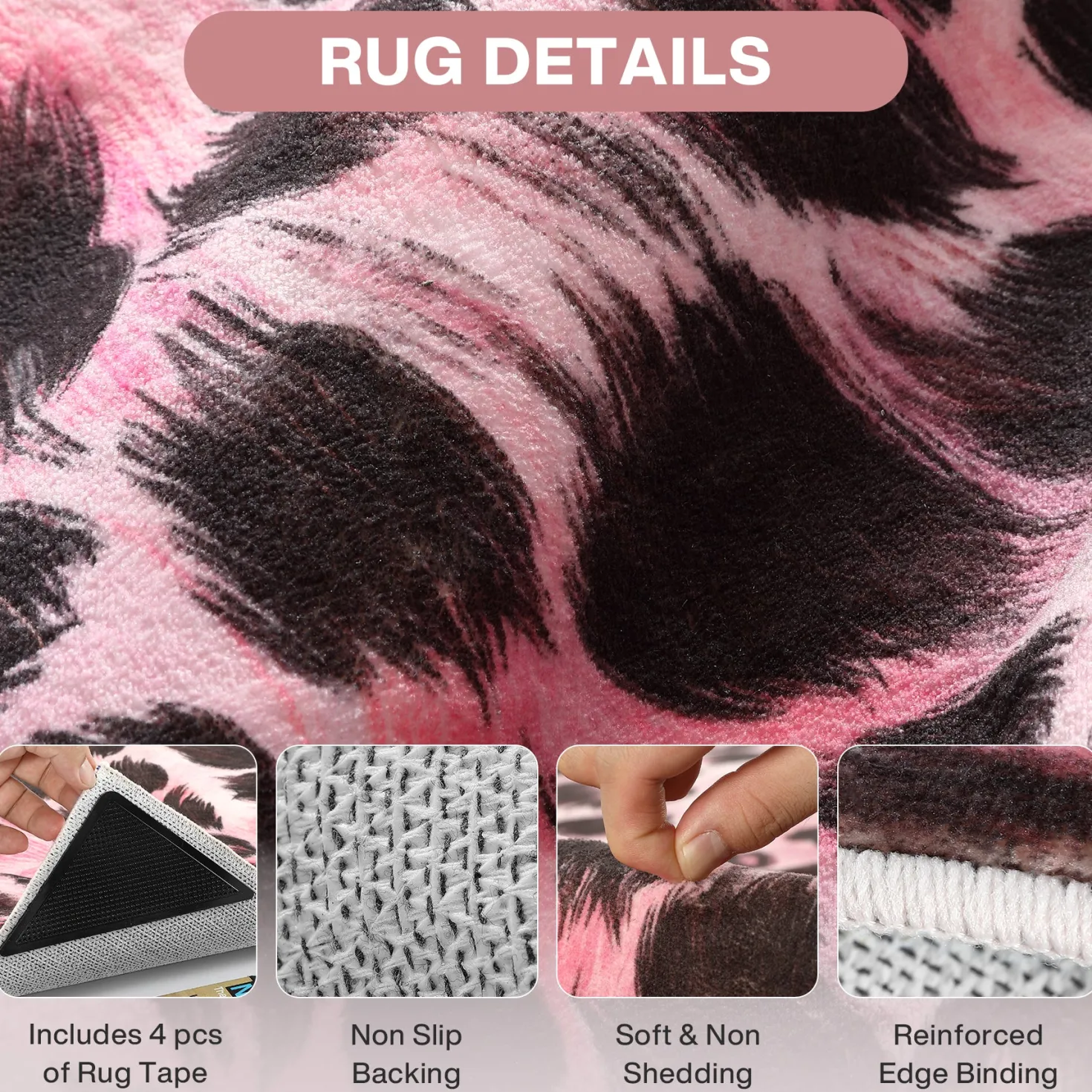 5x7/8x10 Leopard Print Area Rug, Animal Soft Carpet Machine Washable Cheetah Rug for Living Room, Oeko-Tex Certified