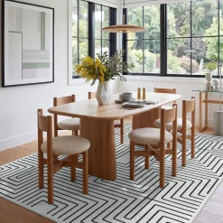 5x7/8x10 Machine Washable Area Rug, Modern Geometric Non-Slip Low Pile Indoor Carpet for Living Room, Oeko-Tex Certified
