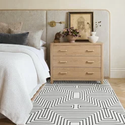 5x7/8x10 Machine Washable Area Rug, Modern Geometric Non-Slip Low Pile Indoor Carpet for Living Room, Oeko-Tex Certified