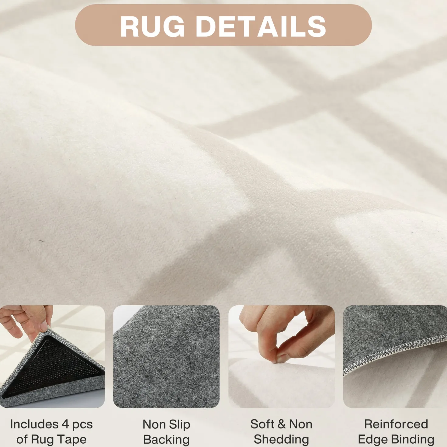 5x7/8x10 Modern Plaid Area Rug, Checkered Washable Rug Soft Non-Slip Ultra Thin Throw Carpet for Living Room, Oeko-Tex Certified