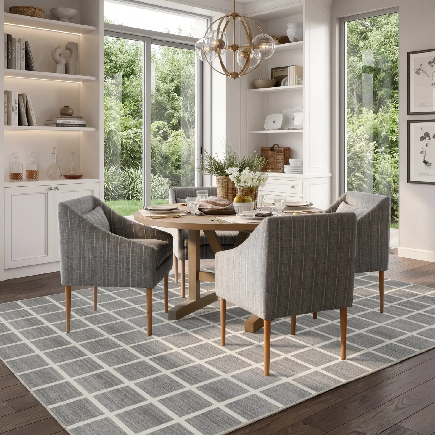 5x7/8x10 Modern Plaid Area Rug, Checkered Washable Rug Soft Non-Slip Ultra Thin Throw Carpet for Living Room, Oeko-Tex Certified