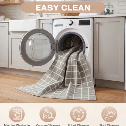 5x7/8x10 Modern Plaid Area Rug, Checkered Washable Rug Soft Non-Slip Ultra Thin Throw Carpet for Living Room, Oeko-Tex Certified