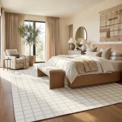5x7/8x10 Modern Plaid Area Rug, Checkered Washable Rug Soft Non-Slip Ultra Thin Throw Carpet for Living Room, Oeko-Tex Certified