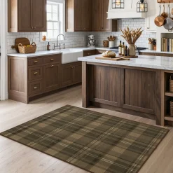3x5/5x7 Plaid Easy Jute Washable Area Rug, Farmhouse Non-Slip Indoor Carpet for Porch Living Bedroom, Oeko-Tex Certified