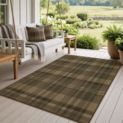 3x5/5x7 Plaid Easy Jute Washable Area Rug, Farmhouse Non-Slip Indoor Carpet for Porch Living Bedroom, Oeko-Tex Certified