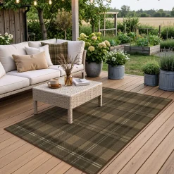 3x5/5x7 Plaid Easy Jute Washable Area Rug, Farmhouse Non-Slip Indoor Carpet for Porch Living Bedroom, Oeko-Tex Certified