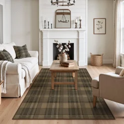 3x5/5x7 Plaid Easy Jute Washable Area Rug, Farmhouse Non-Slip Indoor Carpet for Porch Living Bedroom, Oeko-Tex Certified