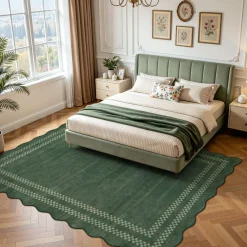 5x7/8x10 Scalloped Washable Area Rugs, Soft Geometric Non-Slip Indoor Rug for Living Room Bedroom, Oeko-Tex Certified