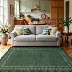 5x7/8x10 Scalloped Washable Area Rugs, Soft Geometric Non-Slip Indoor Rug for Living Room Bedroom, Oeko-Tex Certified