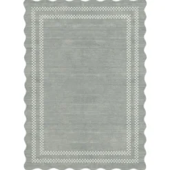 5x7/8x10 Scalloped Washable Area Rugs, Soft Geometric Non-Slip Indoor Rug for Living Room Bedroom, Oeko-Tex Certified
