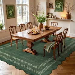 5x7/8x10 Scalloped Washable Area Rugs, Soft Geometric Non-Slip Indoor Rug for Living Room Bedroom, Oeko-Tex Certified