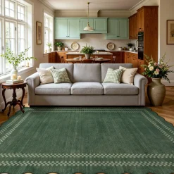 5x7/8x10 Scalloped Washable Area Rugs, Soft Geometric Non-Slip Indoor Rug for Living Room Bedroom, Oeko-Tex Certified