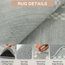 5x7/8x10 Scalloped Washable Area Rugs, Soft Geometric Non-Slip Indoor Rug for Living Room Bedroom, Oeko-Tex Certified