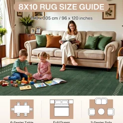 5x7/8x10 Scalloped Washable Area Rugs, Soft Geometric Non-Slip Indoor Rug for Living Room Bedroom, Oeko-Tex Certified