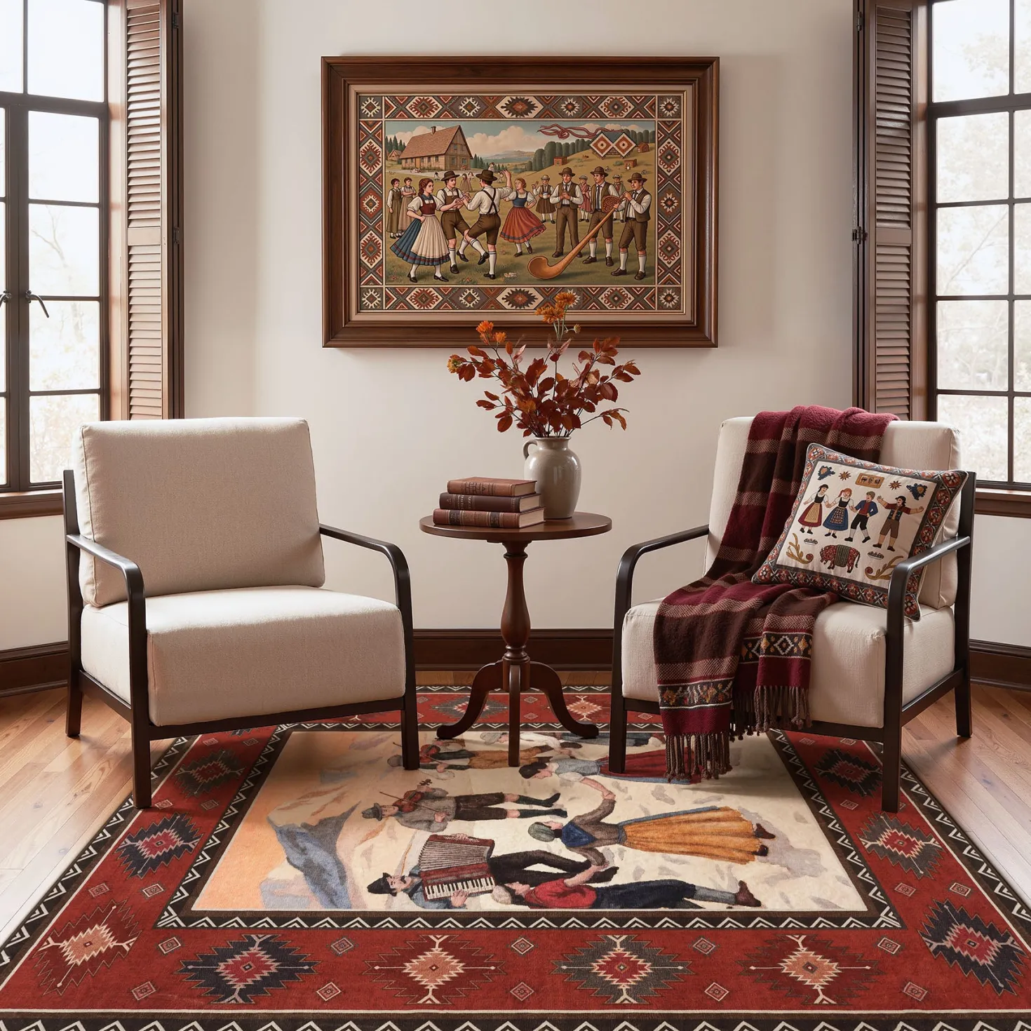 3x5/5x7 Southwestern Rust Red Rugs, Boho Tribal Washable Area Rug for Entryway, Soft Non-Slip Low Pile Indoor Carpet, Oeko-Tex Certified