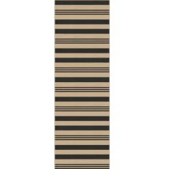 2.5x8/3x5 Striped Easy Jute Area Rug, Outdoor Hallway Runner Rug Non-Skid Washable Indoor Carpet for Entryway Porch, Oeko-Tex Certified