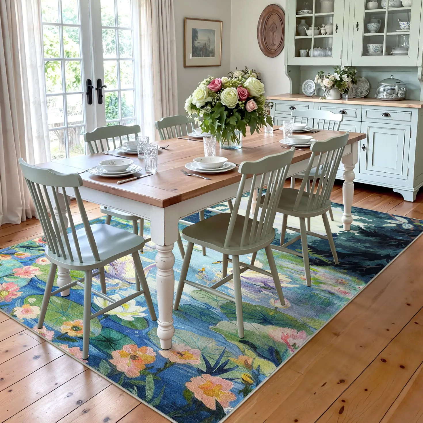 3x5/5x7 Swan Lake in oil painting style Area Rugs, Washable Living Room Runner Soft Non Slip Carpet, Oeko-Tex Certified