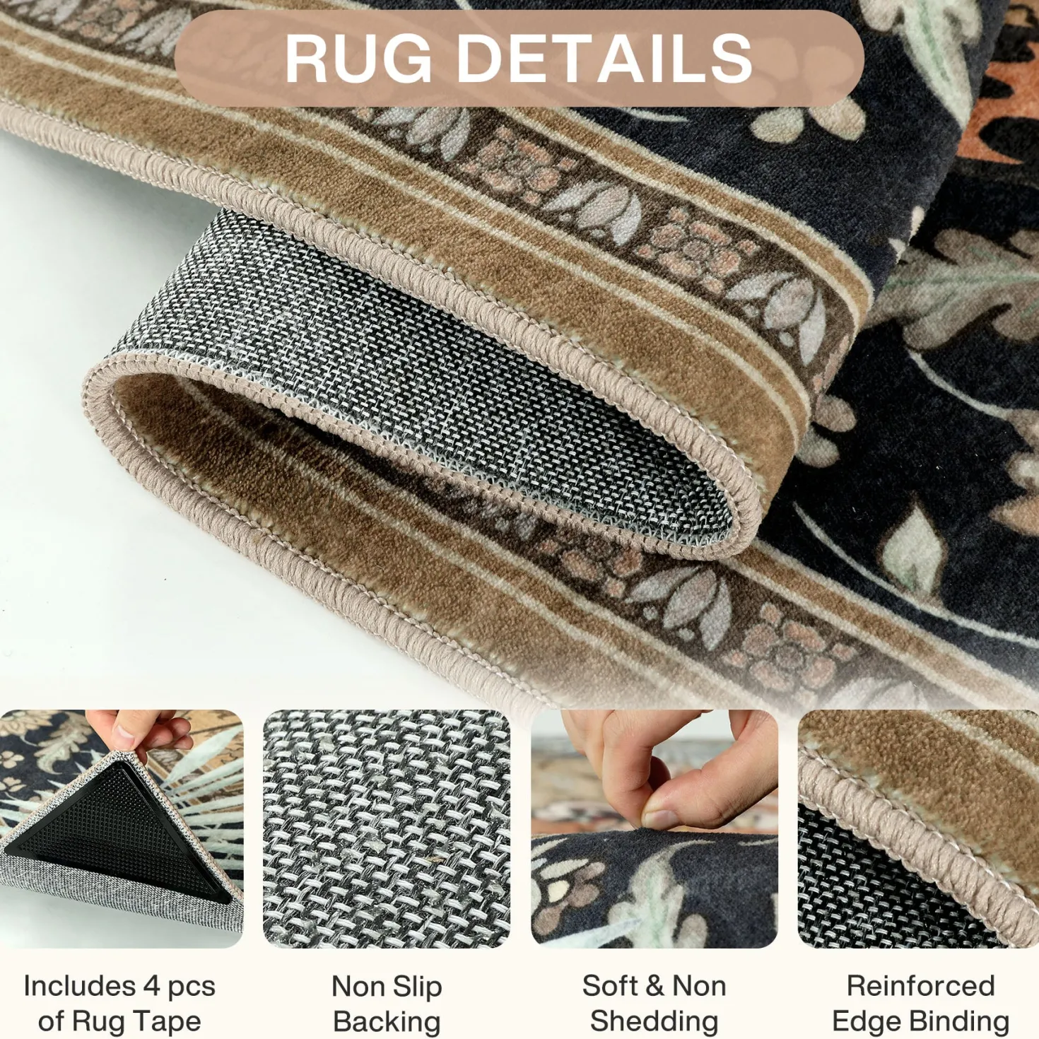 5x7/8x10 Tiger Leopard Print Area Rug, Boho Animal Washable Soft Low Pile Indoor Carpet, Oeko-Tex Certified