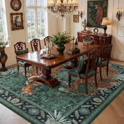 5x7/8x10 Tiger Leopard Print Area Rug, Boho Animal Washable Soft Low Pile Indoor Carpet, Oeko-Tex Certified