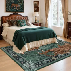 5x7/8x10 Tiger Leopard Print Area Rug, Boho Animal Washable Soft Low Pile Indoor Carpet, Oeko-Tex Certified