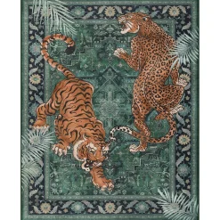 5x7/8x10 Tiger Leopard Print Area Rug, Boho Animal Washable Soft Low Pile Indoor Carpet, Oeko-Tex Certified