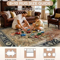 5x7/8x10 Tiger Leopard Print Area Rug, Boho Animal Washable Soft Low Pile Indoor Carpet, Oeko-Tex Certified