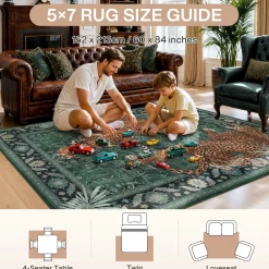5x7/8x10 Tiger Leopard Print Area Rug, Boho Animal Washable Soft Low Pile Indoor Carpet, Oeko-Tex Certified