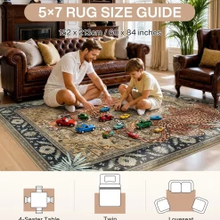 5x7/8x10 Tiger Leopard Print Area Rug, Boho Animal Washable Soft Low Pile Indoor Carpet, Oeko-Tex Certified