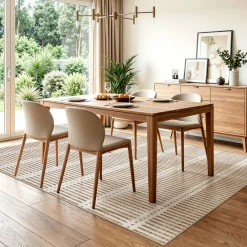 3x5/5x7 Ultra Thin Washable Area Rugs, Modern Non-Slip Striped Farmhouse Soft Indoor Carpet for Bedside Living Room, Oeko-Tex Certified