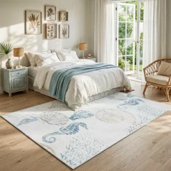 2x6/5x7/8x10 Boho Coastal Area Rug, Washable Non Slip Animal Indoor Carpet for Living room Bedroom, Oeko-Tex Certified