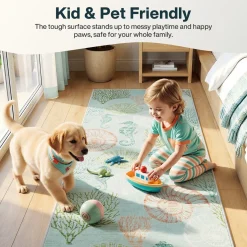 2x6/5x7/8x10 Boho Coastal Area Rug, Washable Non Slip Animal Indoor Carpet for Living room Bedroom, Oeko-Tex Certified