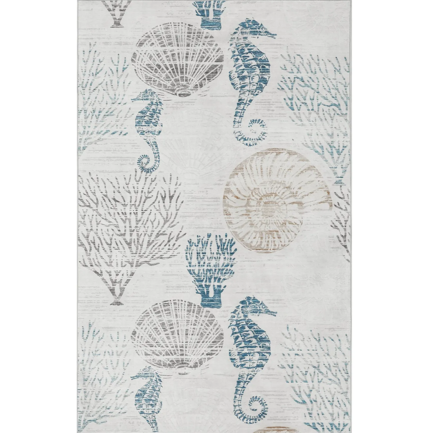 2x6/5x7/8x10 Boho Coastal Area Rug, Washable Non Slip Animal Indoor Carpet for Living room Bedroom, Oeko-Tex Certified