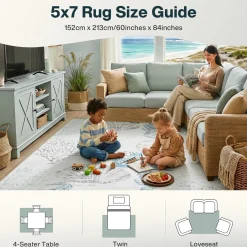 2x6/5x7/8x10 Boho Coastal Area Rug, Washable Non Slip Animal Indoor Carpet for Living room Bedroom, Oeko-Tex Certified
