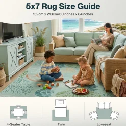 2x6/5x7/8x10 Boho Coastal Area Rug, Washable Non Slip Animal Indoor Carpet for Living room Bedroom, Oeko-Tex Certified