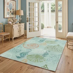 2x6/5x7/8x10 Boho Coastal Area Rug, Washable Non Slip Animal Indoor Carpet for Living room Bedroom, Oeko-Tex Certified