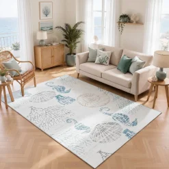 2x6/5x7/8x10 Boho Coastal Area Rug, Washable Non Slip Animal Indoor Carpet for Living room Bedroom, Oeko-Tex Certified