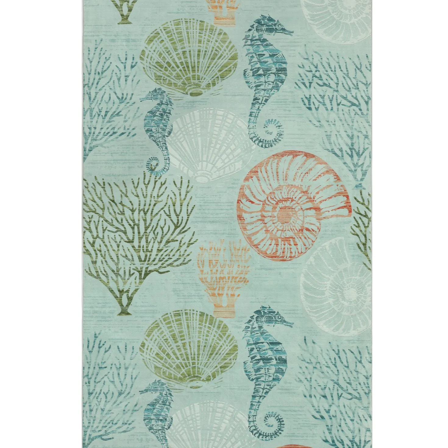 2x6/5x7/8x10 Boho Coastal Area Rug, Washable Non Slip Animal Indoor Carpet for Living room Bedroom, Oeko-Tex Certified