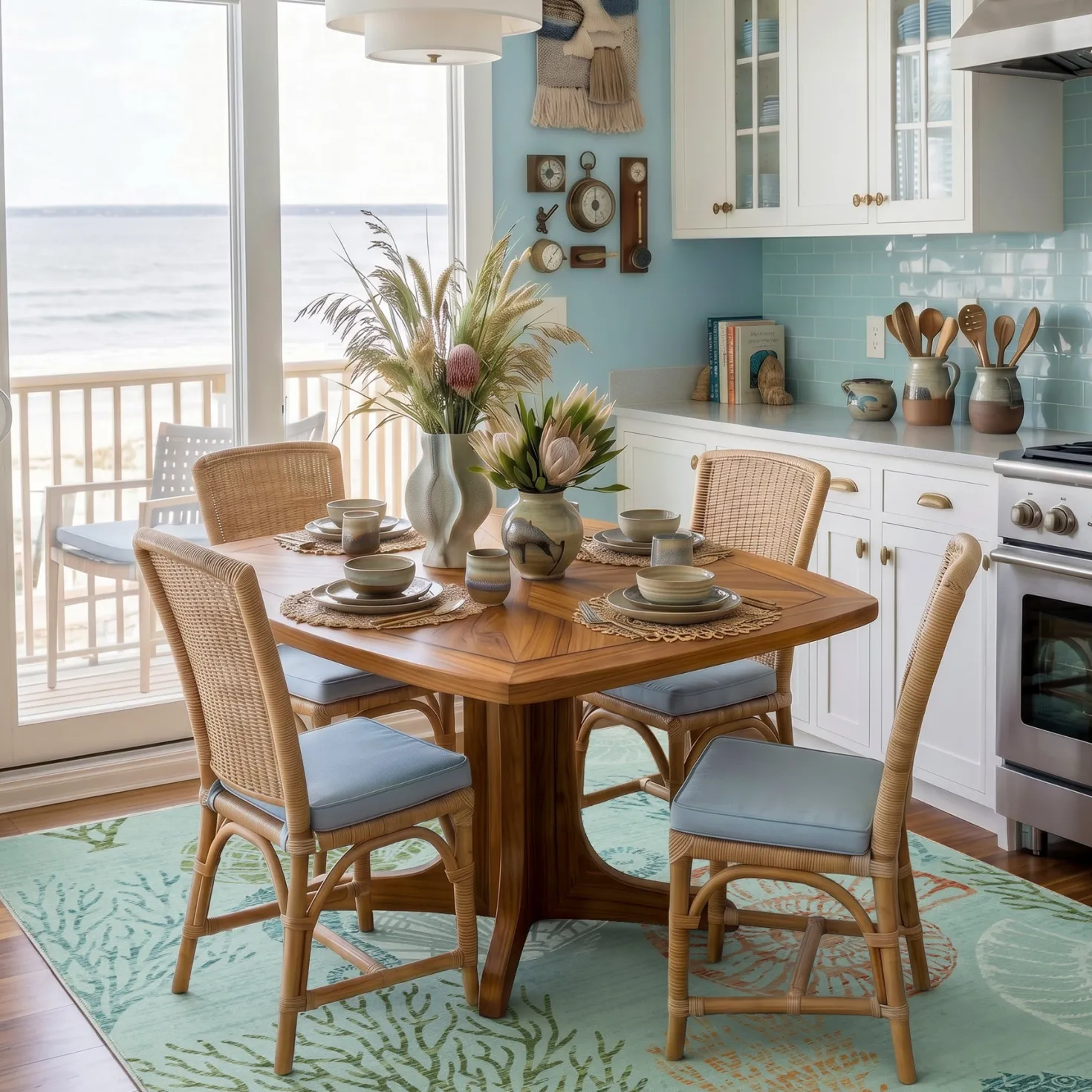 2x6/5x7/8x10 Boho Coastal Area Rug, Washable Non Slip Animal Indoor Carpet for Living room Bedroom, Oeko-Tex Certified