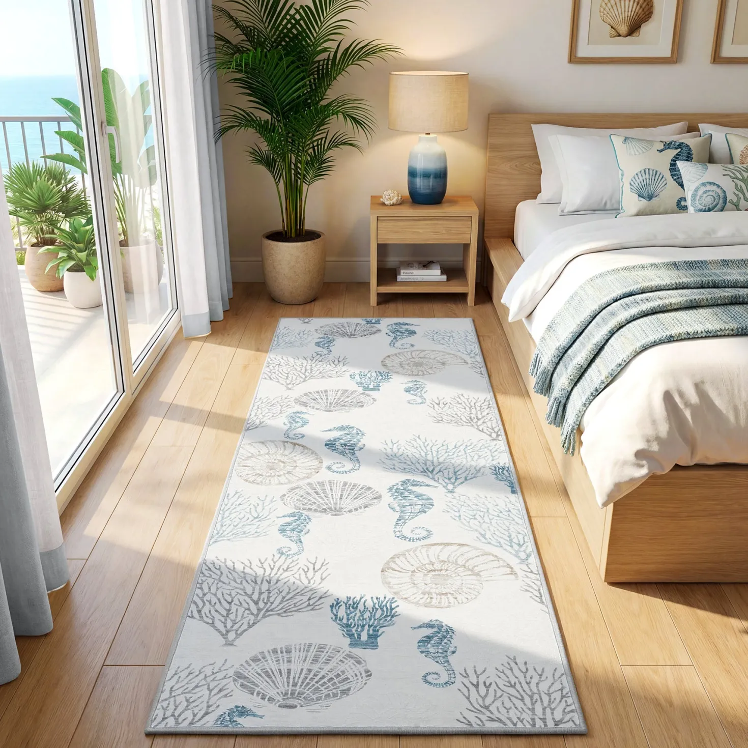 2x6/5x7/8x10 Boho Coastal Area Rug, Washable Non Slip Animal Indoor Carpet for Living room Bedroom, Oeko-Tex Certified