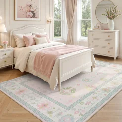 5x7/8x10/9x12 Boho Oushak Area Rug, Colorful Washable Non-Slip Indoor Carpet Oriental Floral, Oeko-Tex Certified