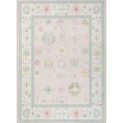 5x7/8x10/9x12 Boho Oushak Area Rug, Colorful Washable Non-Slip Indoor Carpet Oriental Floral, Oeko-Tex Certified