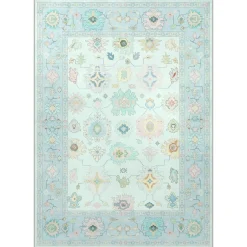 5x7/8x10/9x12 Boho Oushak Area Rug, Colorful Washable Non-Slip Indoor Carpet Oriental Floral, Oeko-Tex Certified
