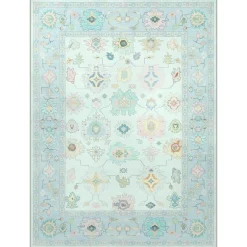 5x7/8x10/9x12 Boho Oushak Area Rug, Colorful Washable Non-Slip Indoor Carpet Oriental Floral, Oeko-Tex Certified