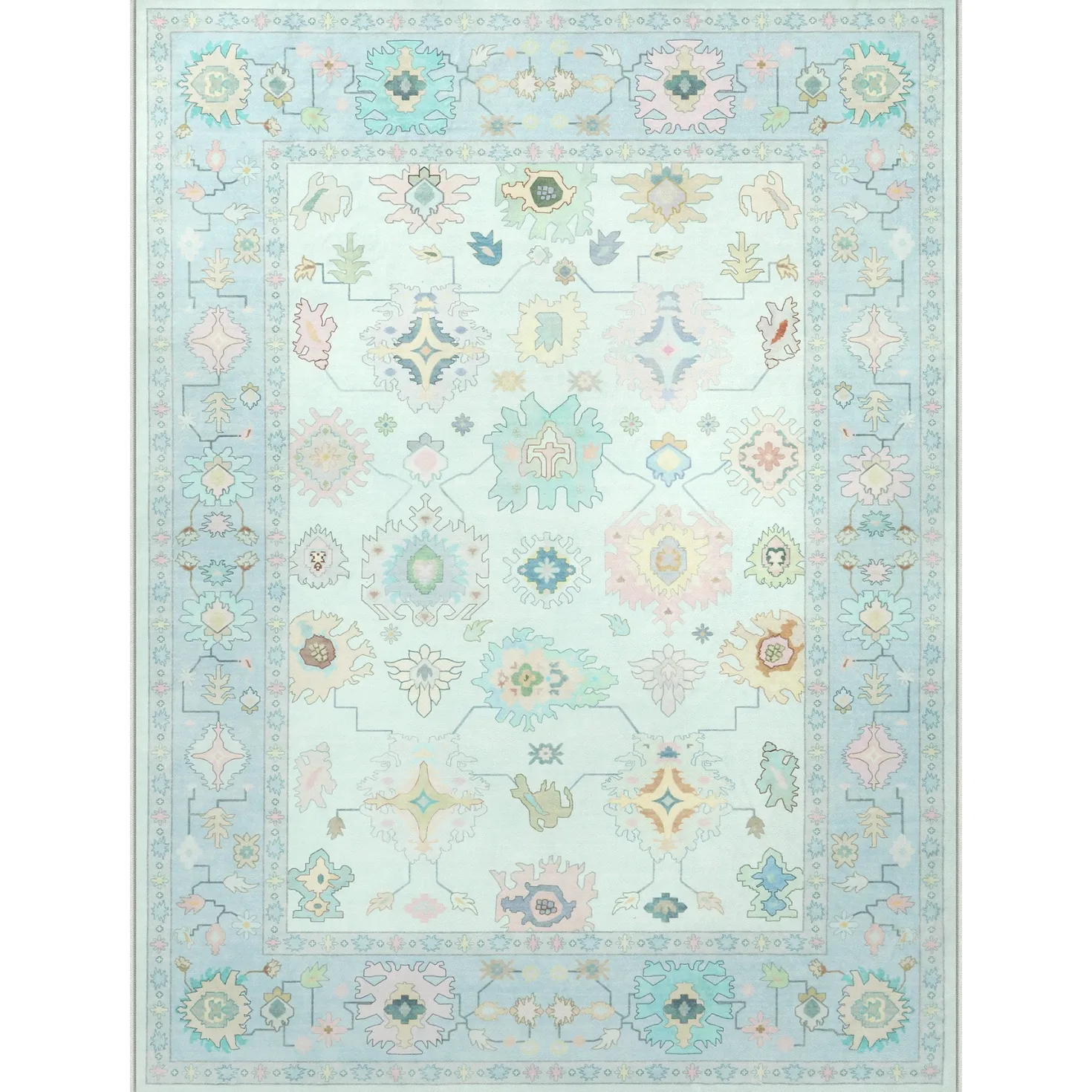 5x7/8x10/9x12 Boho Oushak Area Rug, Colorful Washable Non-Slip Indoor Carpet Oriental Floral, Oeko-Tex Certified