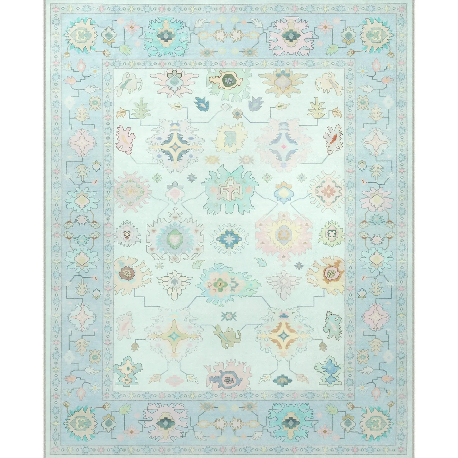 5x7/8x10/9x12 Boho Oushak Area Rug, Colorful Washable Non-Slip Indoor Carpet Oriental Floral, Oeko-Tex Certified