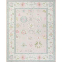 5x7/8x10/9x12 Boho Oushak Area Rug, Colorful Washable Non-Slip Indoor Carpet Oriental Floral, Oeko-Tex Certified