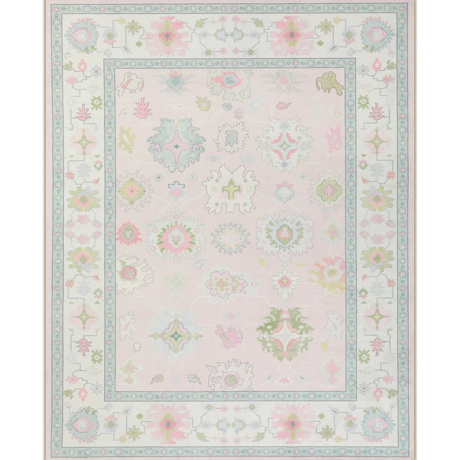5x7/8x10/9x12 Boho Oushak Area Rug, Colorful Washable Non-Slip Indoor Carpet Oriental Floral, Oeko-Tex Certified