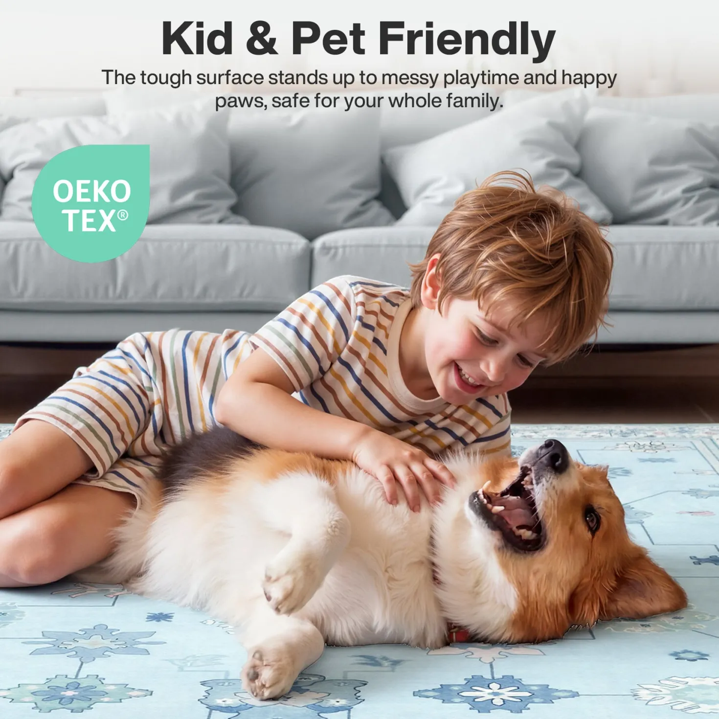 5x7/8x10/9x12 Boho Washable Area Rug, Farmhouse Vintage Ultra Thin Indoor Non-Slip Carpet for Living Room, Oeko-Tex Certified
